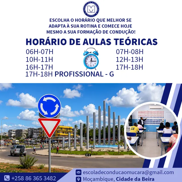 Escola de Condução Mucara — Horário de aulas teóricas