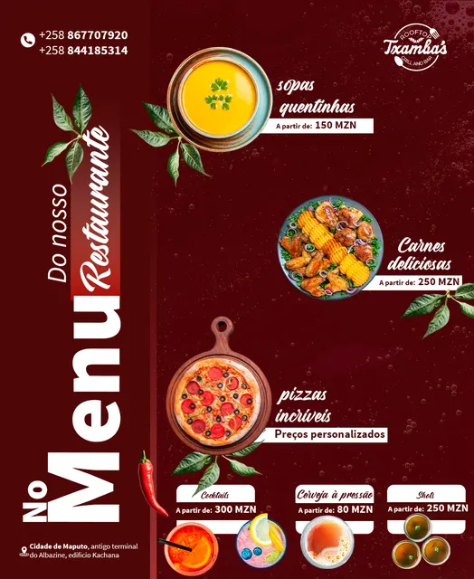 Txambas — Menu do restaurante
